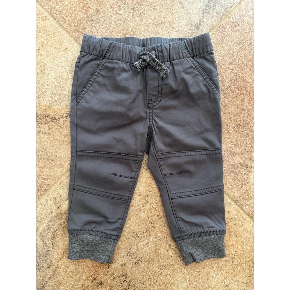 Boys' Cat & Jack Woven Jogger Gray Pants Cargo Pull-On Sweatpants 12 Months NWT